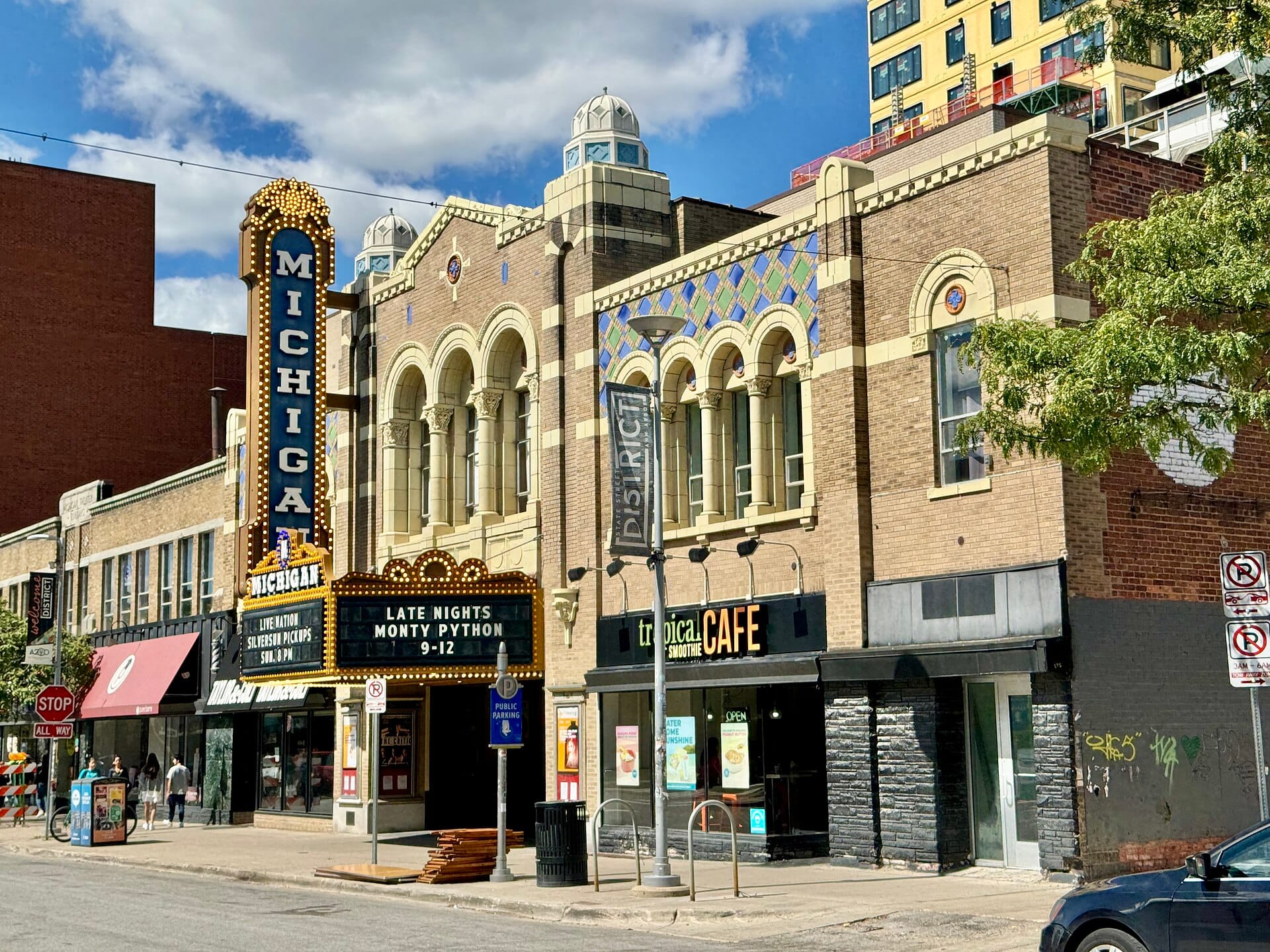 Michigan Theater on Liberty Street in downtown Ann Arbor by day